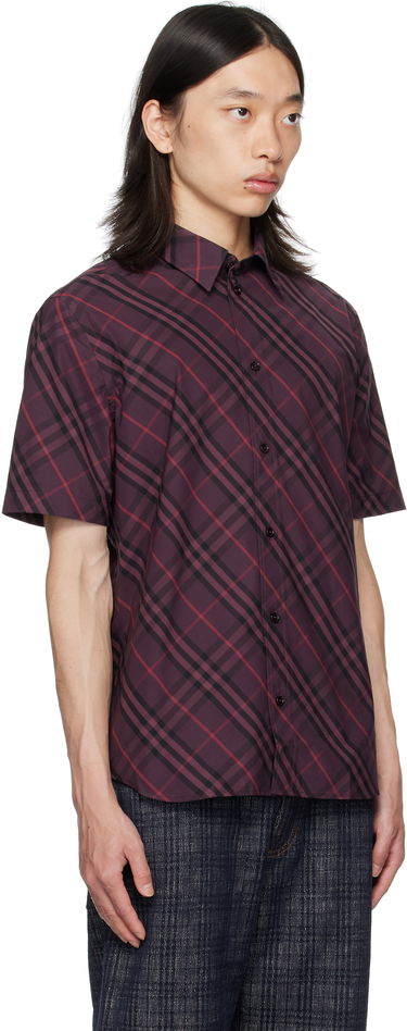 Skjorta Burberry Burberry Robert Check Short Sleeve Shirt Bourgogne | 8115157, 1