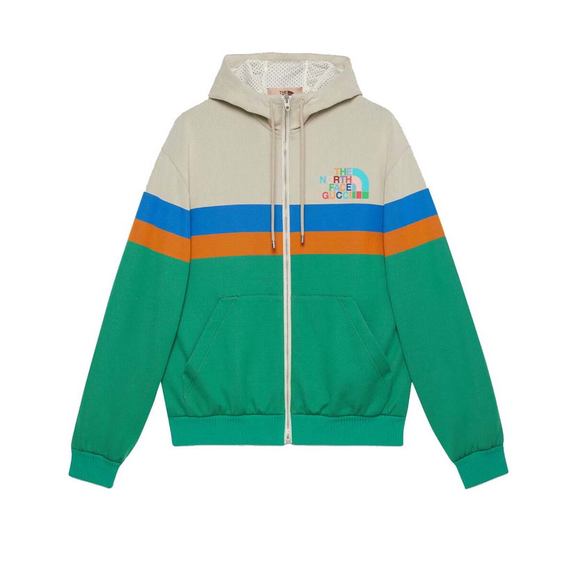 Jacka Gucci The North Face x Hooded Jacket Ivory/Green Grön | 675542 XJDWR 9172