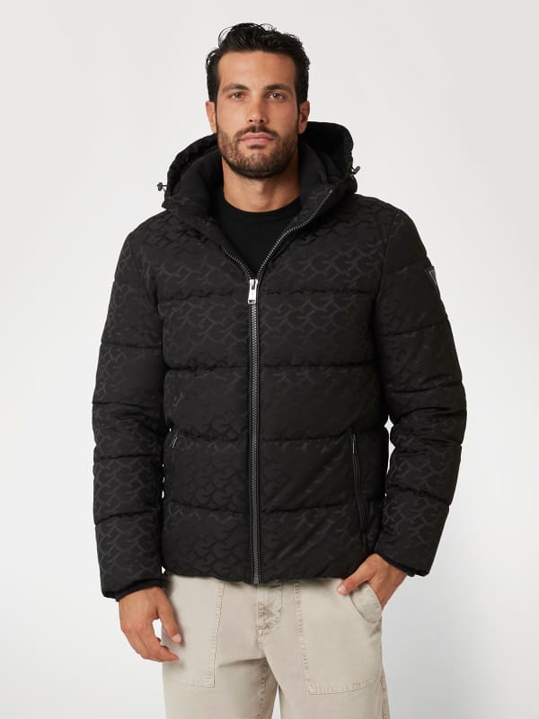 Pufferjacka GUESS Logo Print Puffer Jacket Svart | M4BL42WG9L2, 0
