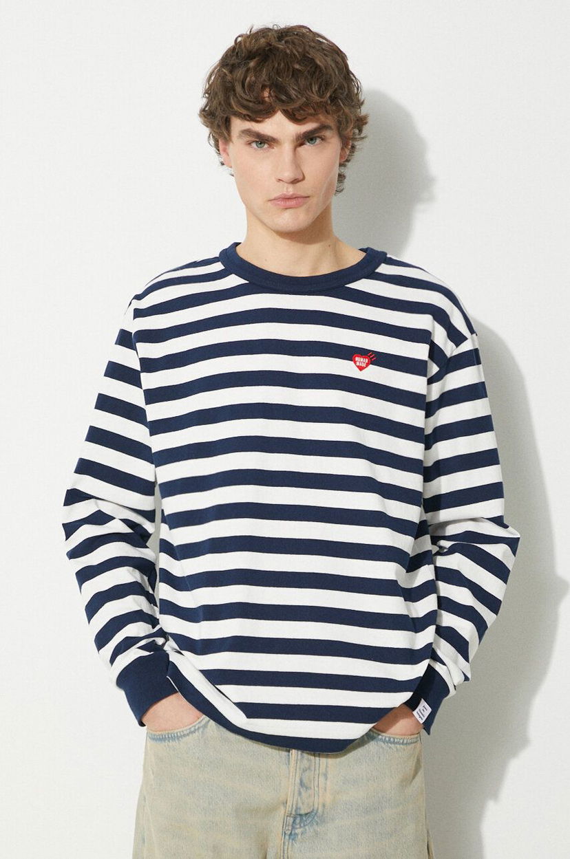 T-shirt Human Made Human Made Striped Long Sleeve T-Shirt Vit | HM27CS018