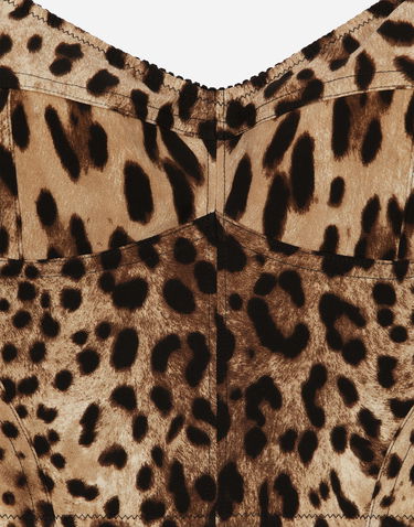 Linne Dolce & Gabbana Dolce & Gabbana Leopard Charmeuse Bustier Top Brun | F7W98TGDCLPHY13M, 3