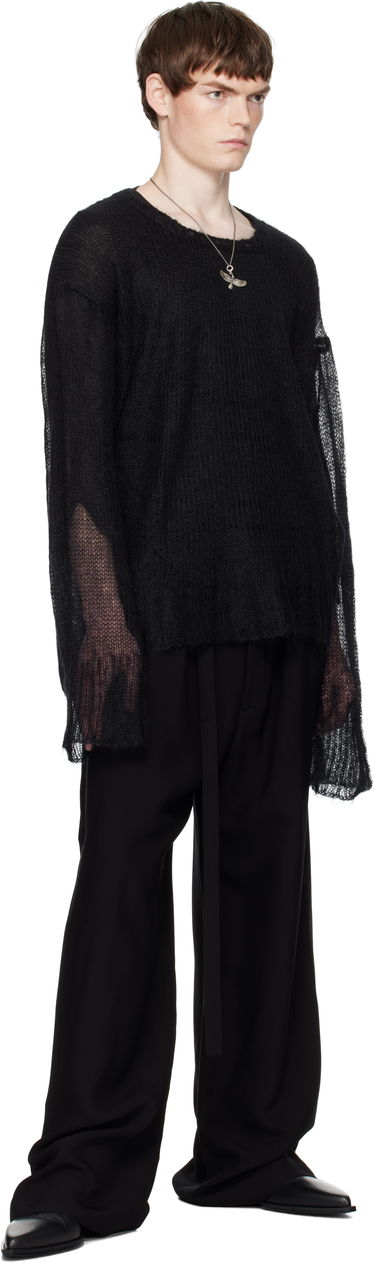 Sweater Ann Demeulemeester Ann Demeulemeester Kent Open Neck Sweater Svart | B0012862-KN058-099, 3