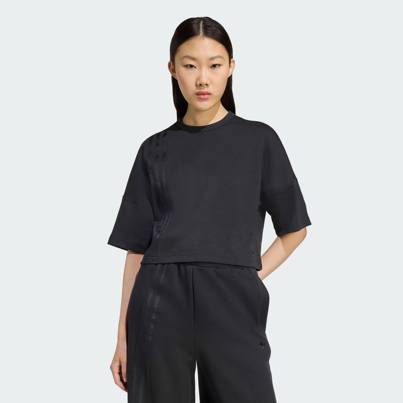 T-shirt adidas Performance Off Placed 3-Stripes Cropped T-Shirt Svart | JX2707