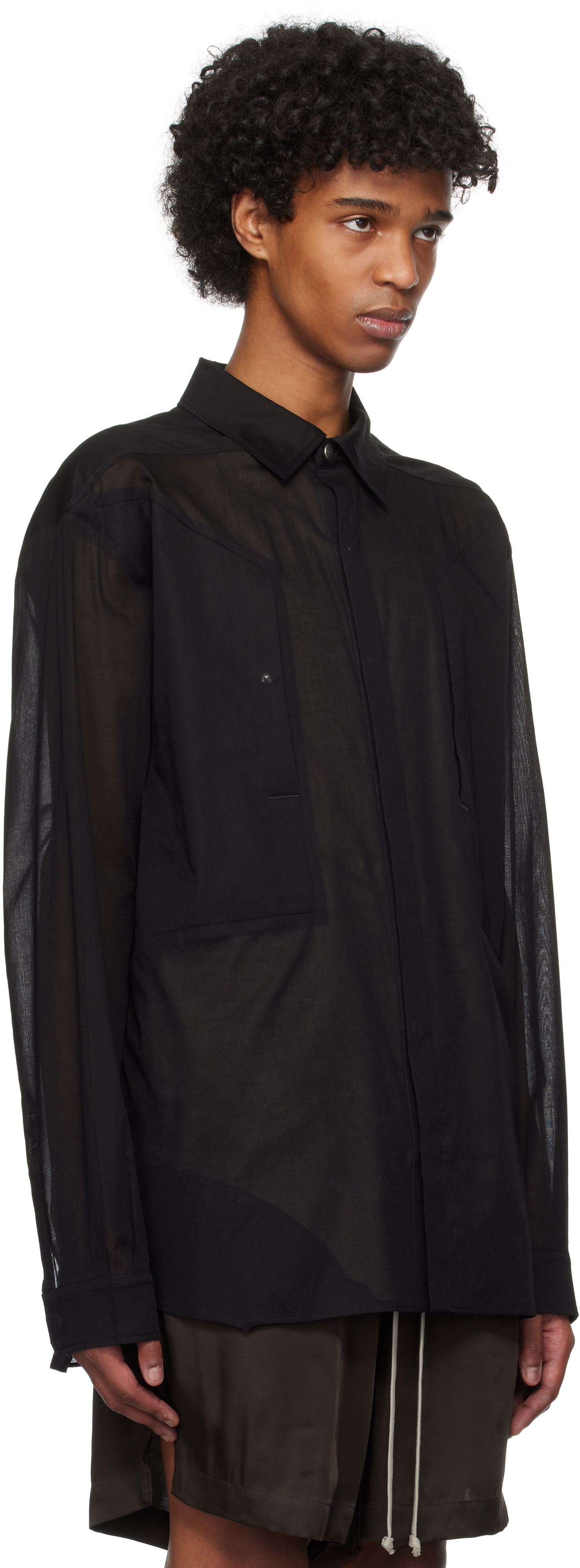 Skjorta Rick Owens Rick Owens Hollywood Jumbo Fogpocket Outer Shirt Svart | RU01E5240 CV, 1