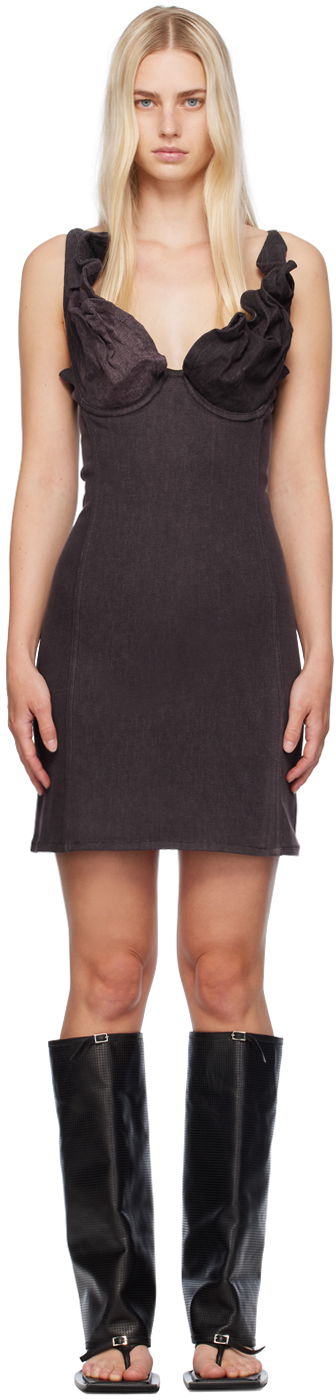 Klä Y/PROJECT Plunging Neck Denim Minidress Svart | 107DR002