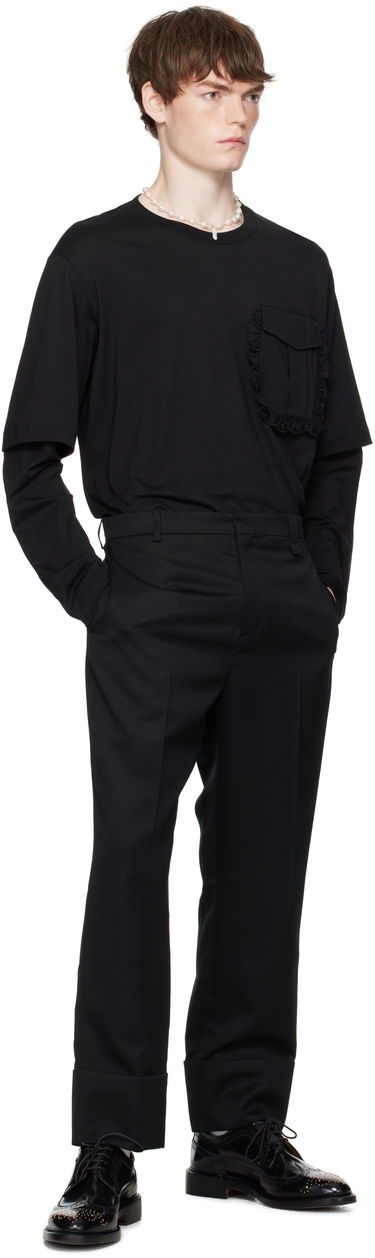 T-shirt Simone Rocha Simone Rocha Layered Ruffle Pocket Long Sleeve T-Shirt Svart | 5379 0553, 4