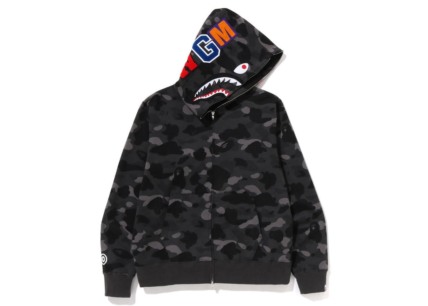 Sweatshirt BAPE Color Camo Shark Full Zip Hoodie Svart | 1J20-115-003, 0