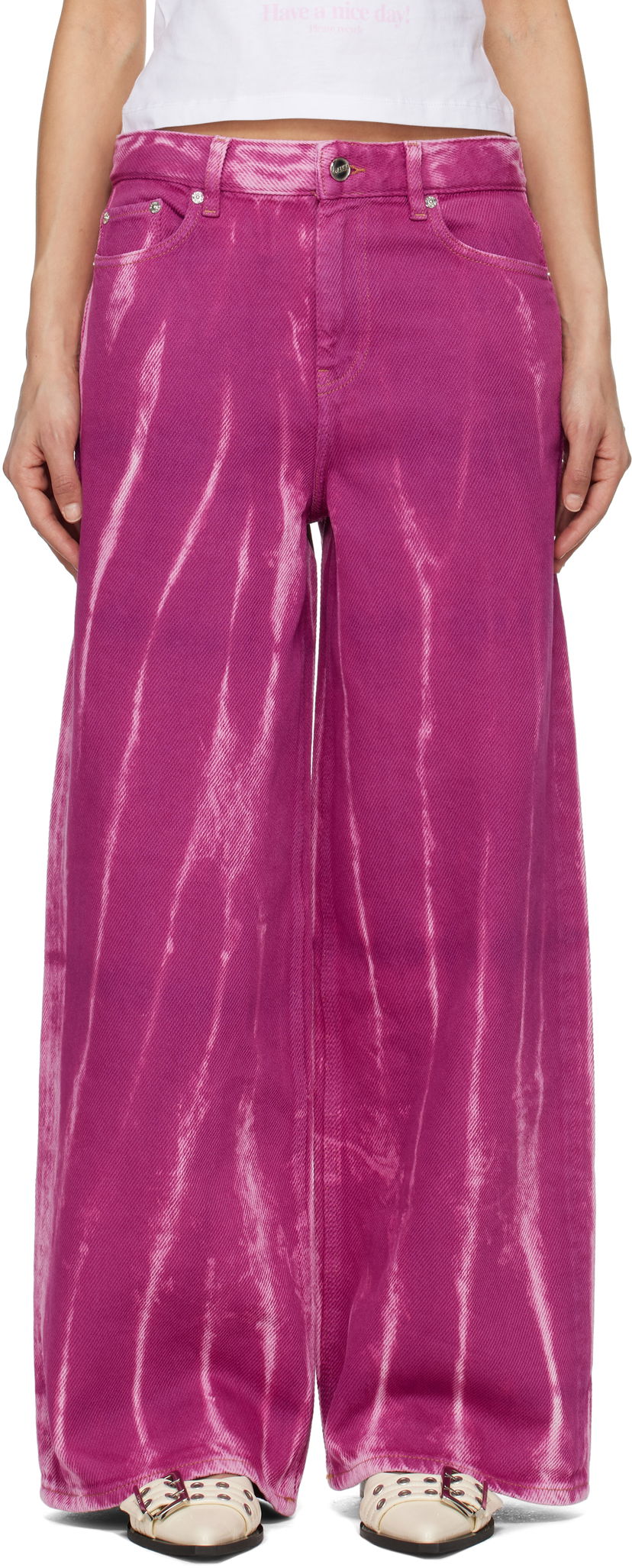 Jeans GANNI GANNI Overdyed Heavy Denim Marri Jeans Purpur | J1671