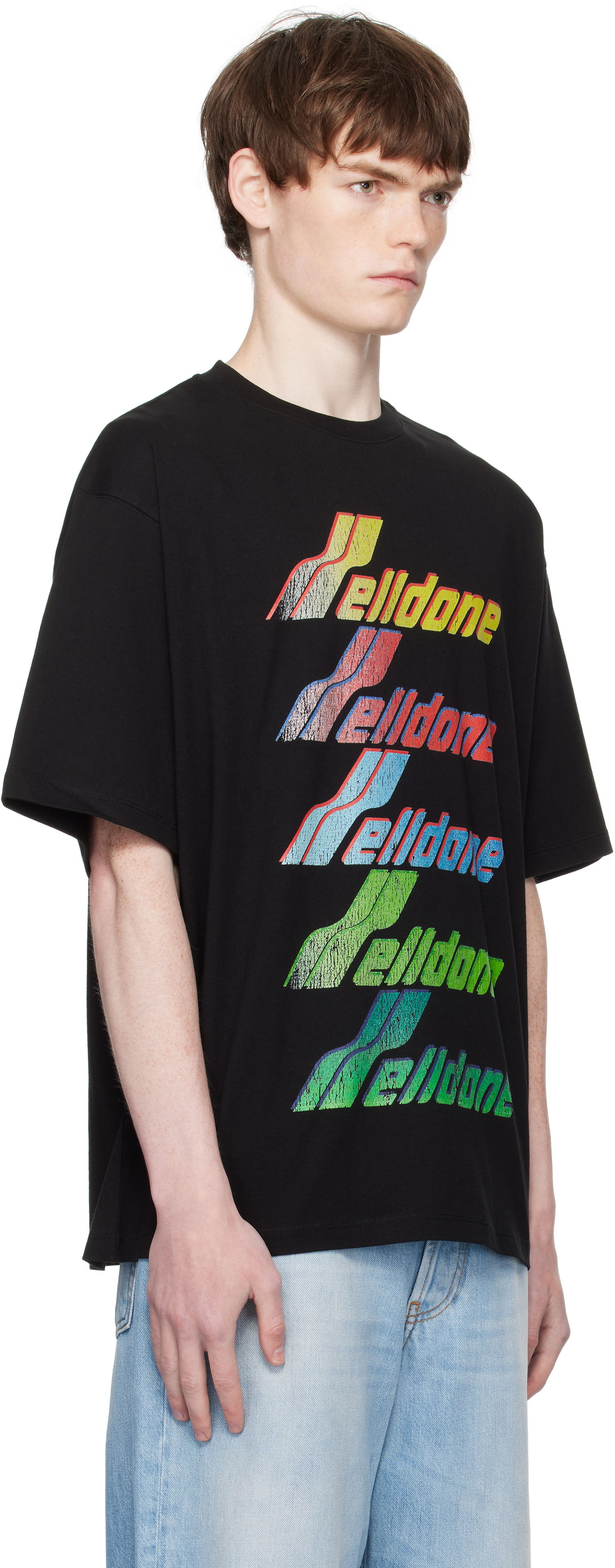 T-shirt We11done We11done Multi Rainbow Logo T-Shirt Svart | WD-TT2-25-755-U-BK, 1