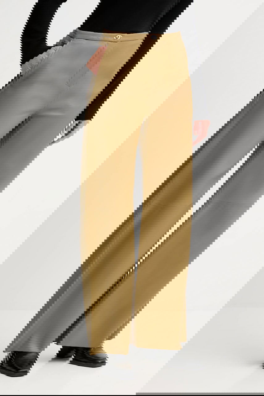 Byxor STAND STUDIO Stand Studio Rowena Wide Leg Leather Pants Beige | 66529.7870, 0