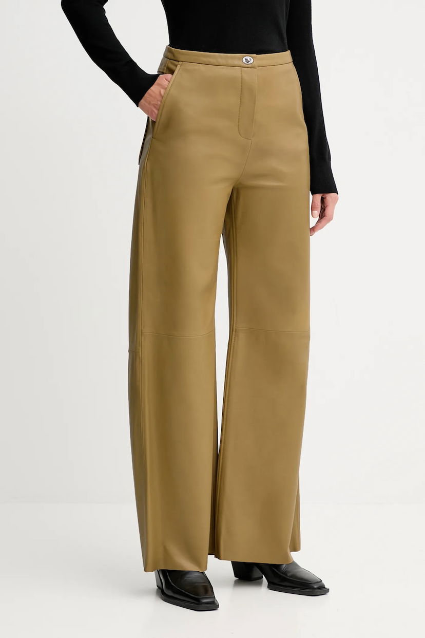 Byxor STAND STUDIO Stand Studio Rowena Wide Leg Leather Pants Beige | 66529.7870