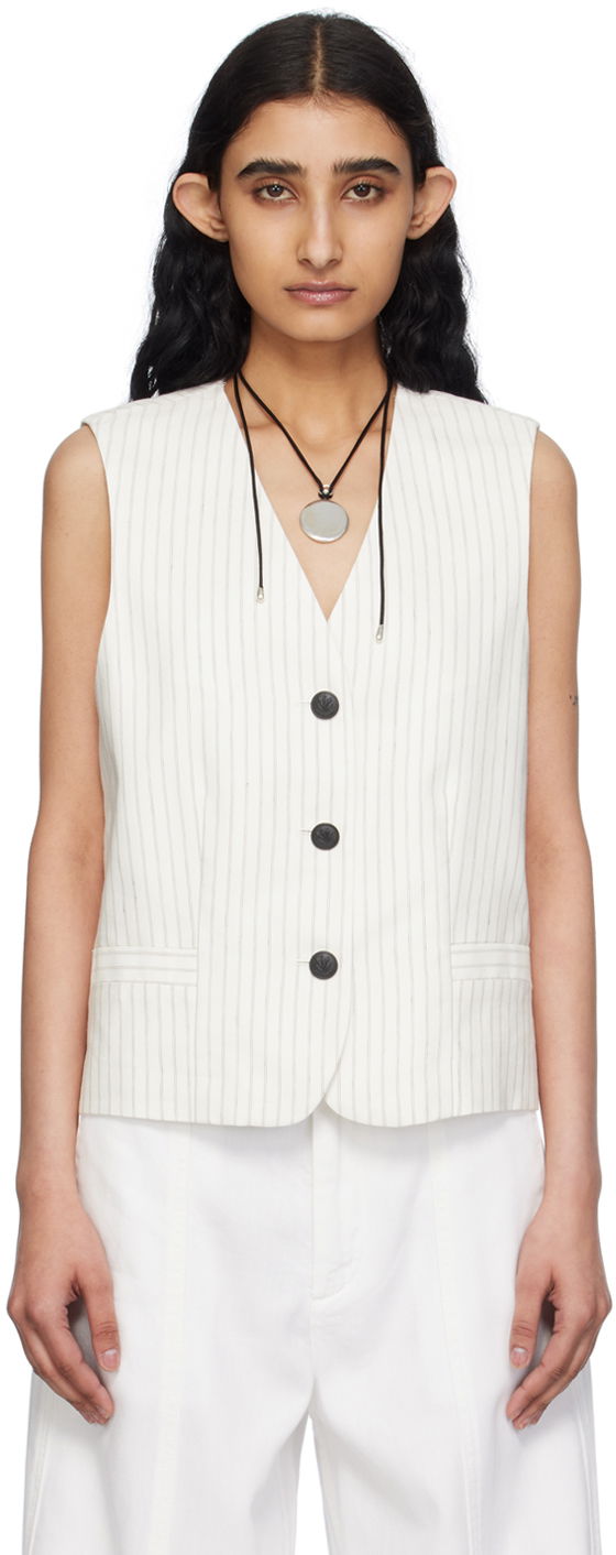 Väst rag & bone Erin Pinstriped Vest Vit | WAW24P4017LI17