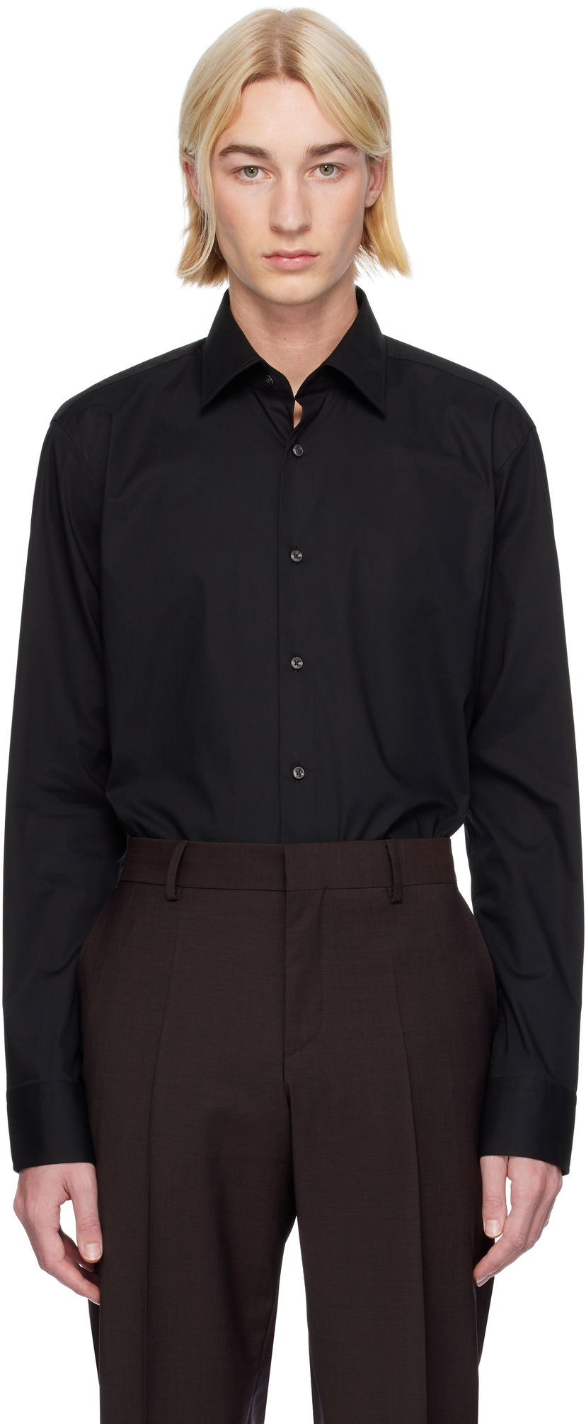 Skjorta BOSS Spread Collar Shirt Svart | 50473265