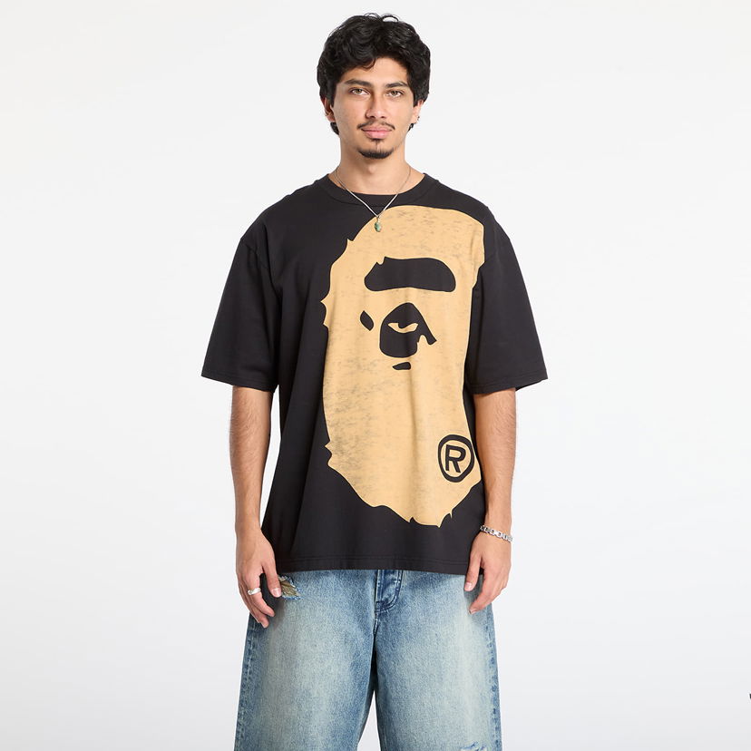 T-shirt BAPE Bleached Big Ape Head Relaxed Fit Tee Svart | 001CSL801003MBLK