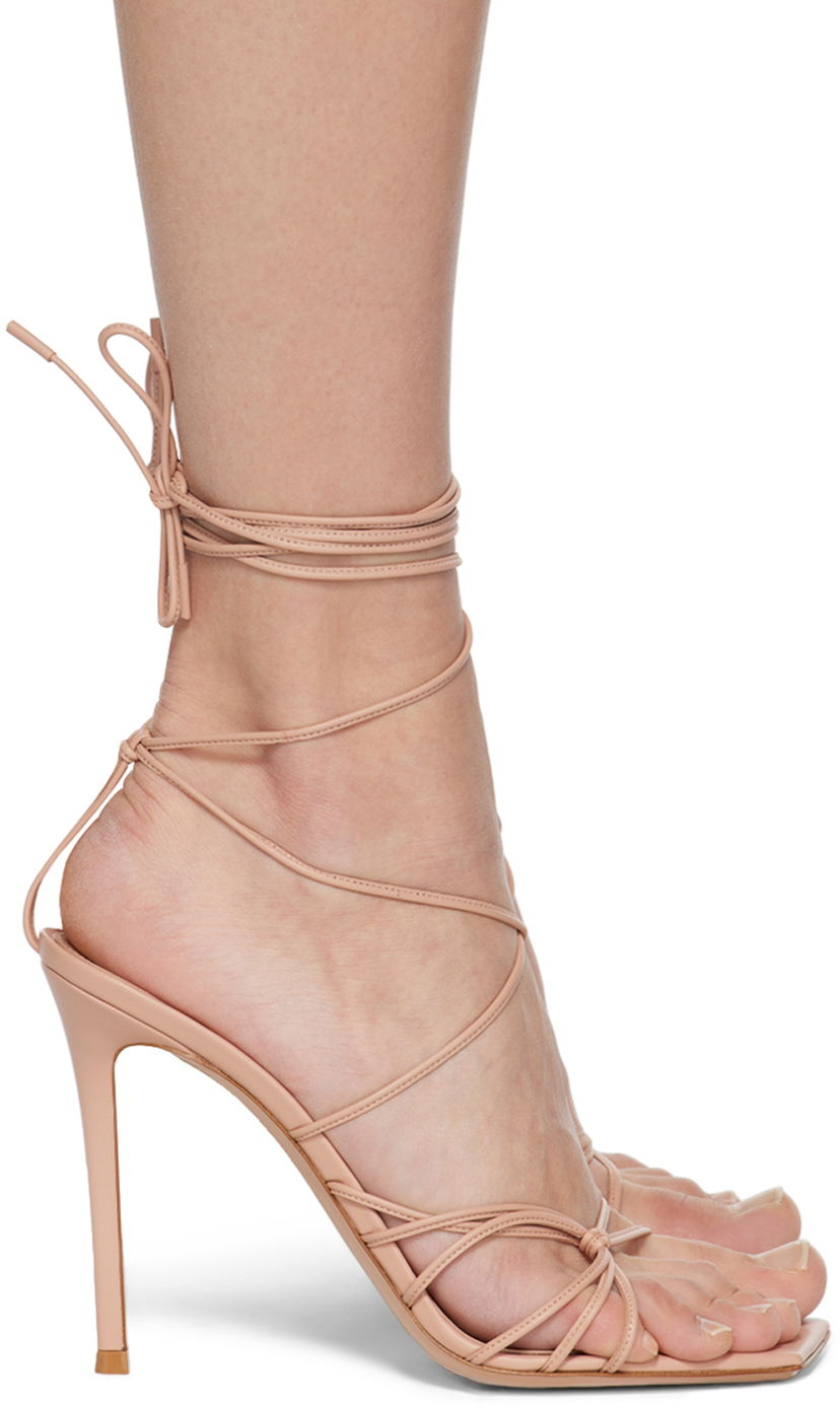 Sneakers och skor Gianvito Rossi Gianvito Rossi Sylvie Lace-Up Heeled Sandals Beige | G32016.15RIC.NAP