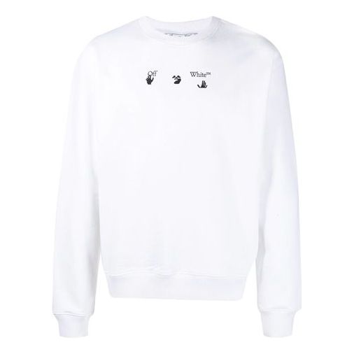 Sweater Off-White Off-White FW21 Arrows Loose Fit Sweatshirt Vit | OMBA054F21FLE0130145