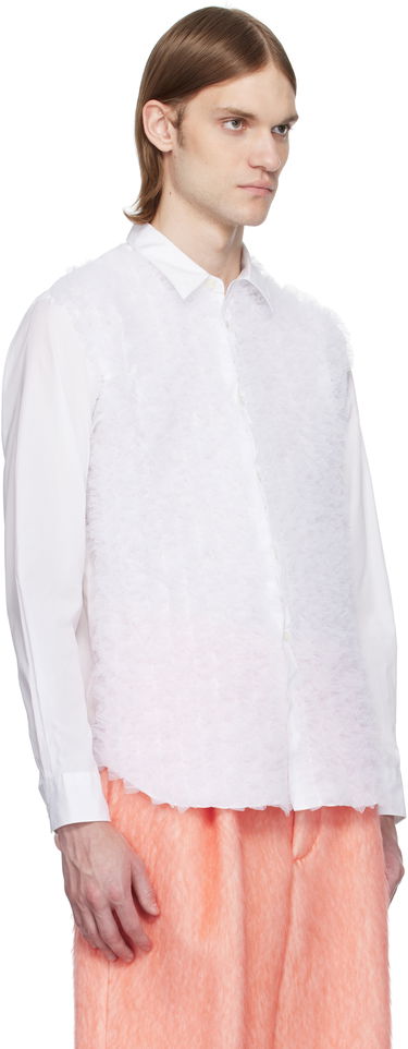 Skjorta Comme des Garçons Homme Plus Cotton Broad & Nylon Tulle Shirt Vit | PO-B025-051, 1