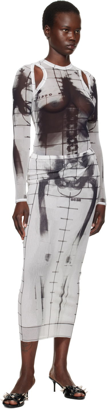 Kjol Jean Paul Gaultier Jean Paul Gaultier 'The Squeletor' Mesh Maxi Skirt Vit | 25/33-F-JU144-T580-0100, 3