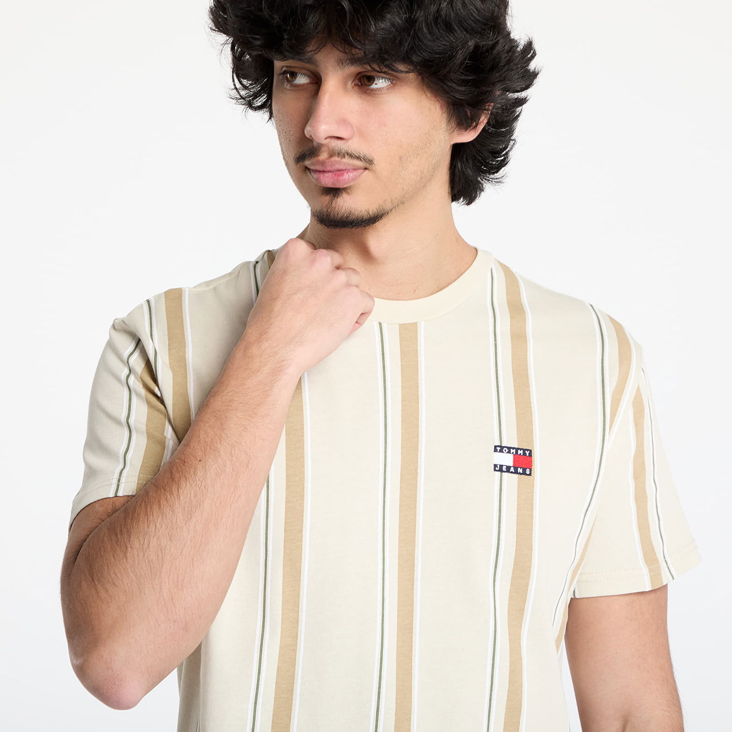 T-shirt Tommy Hilfiger Tommy Jeans Regular Vertical Stripe Tee Beige | DM0DM21364 ACG, 1