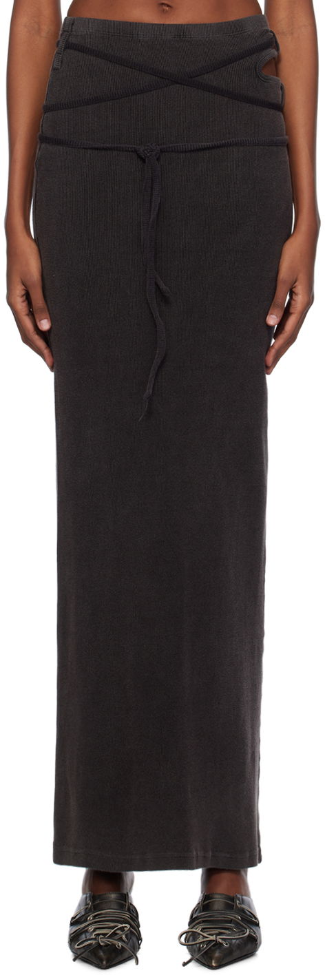 Kjol Ottolinger Ottolinger Rib Knit Maxi Skirt Svart | 408001