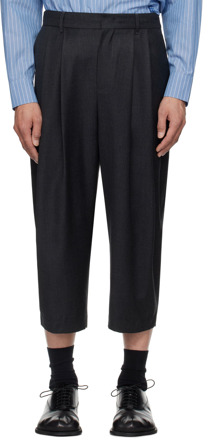 Byxor ADER ERROR ADER error Sig; Tag 01 Cropped Pleated Trousers Grå | BO42FYSA0101GR