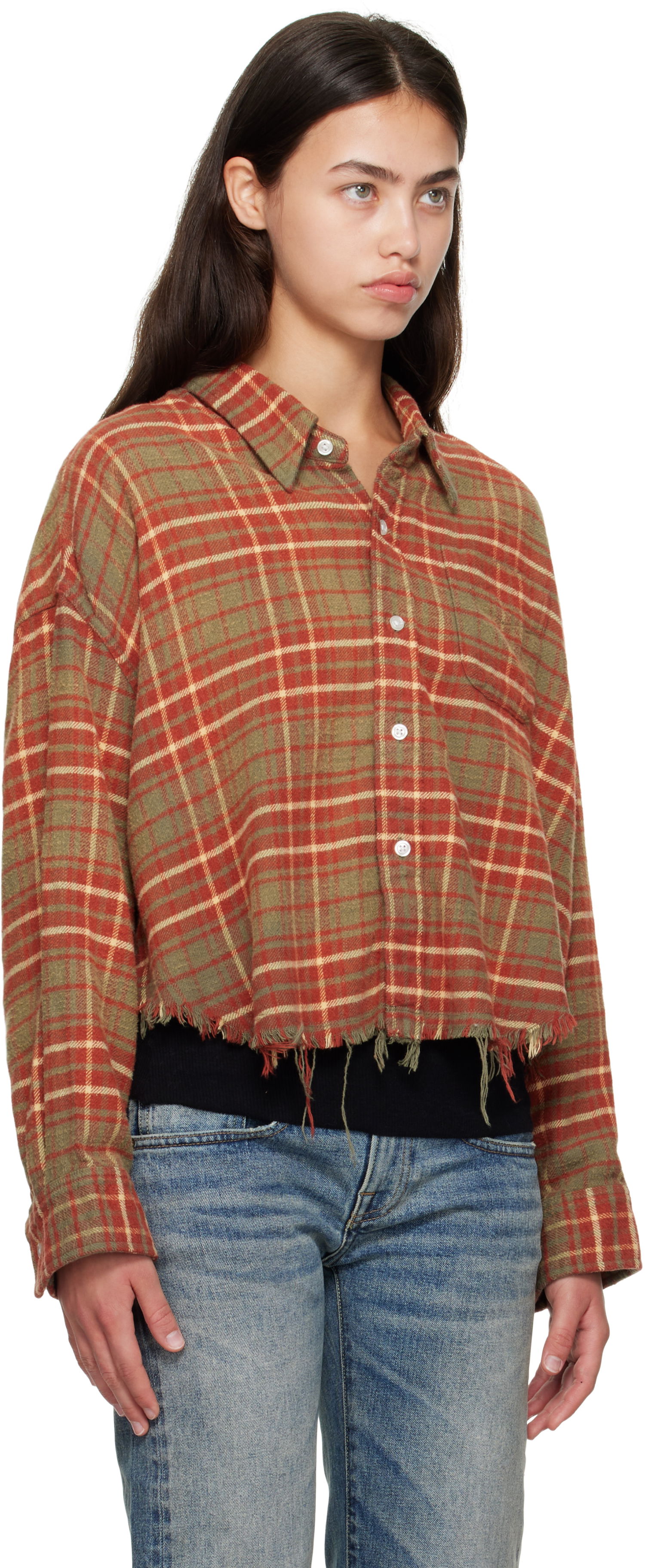 Skjorta R13 R13 Drop Neck Cropped Plaid Shirt Flerfärgad | R13WR150-R563B, 1