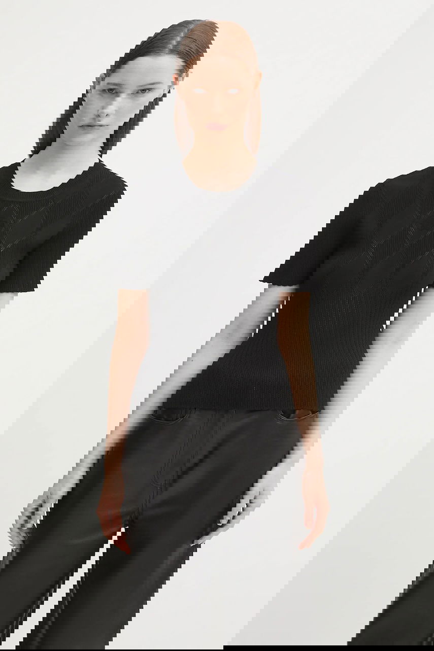 T-shirt KENZO Kenzo Textured Summer Top Svart | FF62TO6033CW, 0