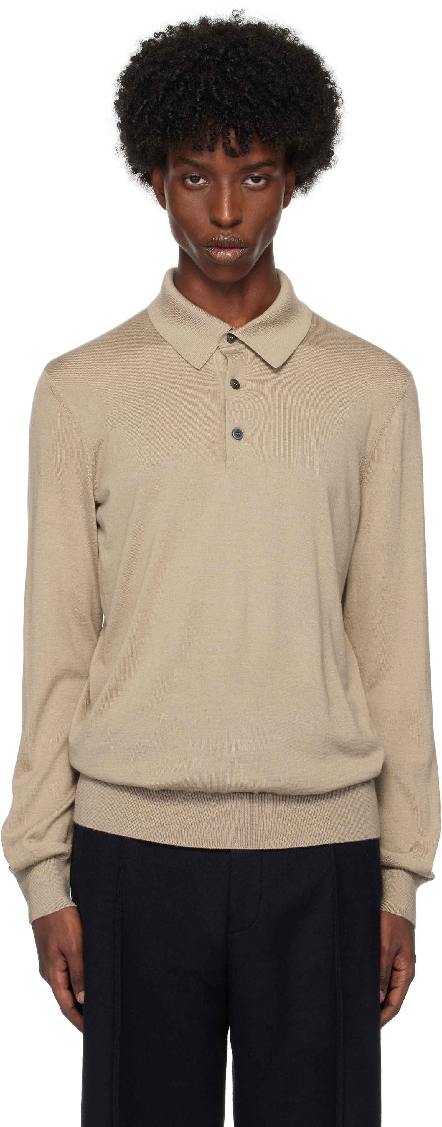 Polotröja ZEGNA Polo Shirt Long Sleeve Beige | UEJ00A8-132, 0