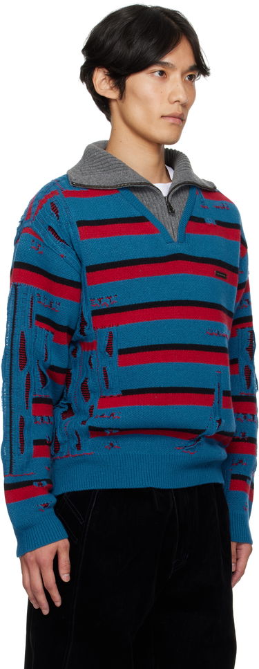 Sweater Andersson Bell Andersson Bell Stripe Jacquard Half Zip-Up Sweater Blå | atb1331m, 4
