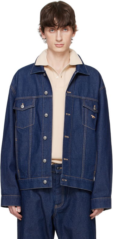 Bomberjacka MAISON KITSUNÉ Maison Kitsuné Profile Fox Denim Trucker Jacket Blå | OM02103WW0081, 0