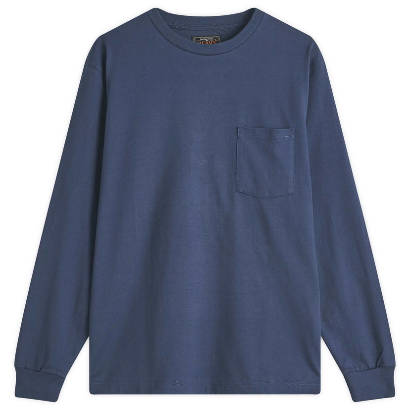 T-shirt BEAMS Beams Plus Long Sleeve Pocket Tee, Size Large Blå | 3814-0066-156-79