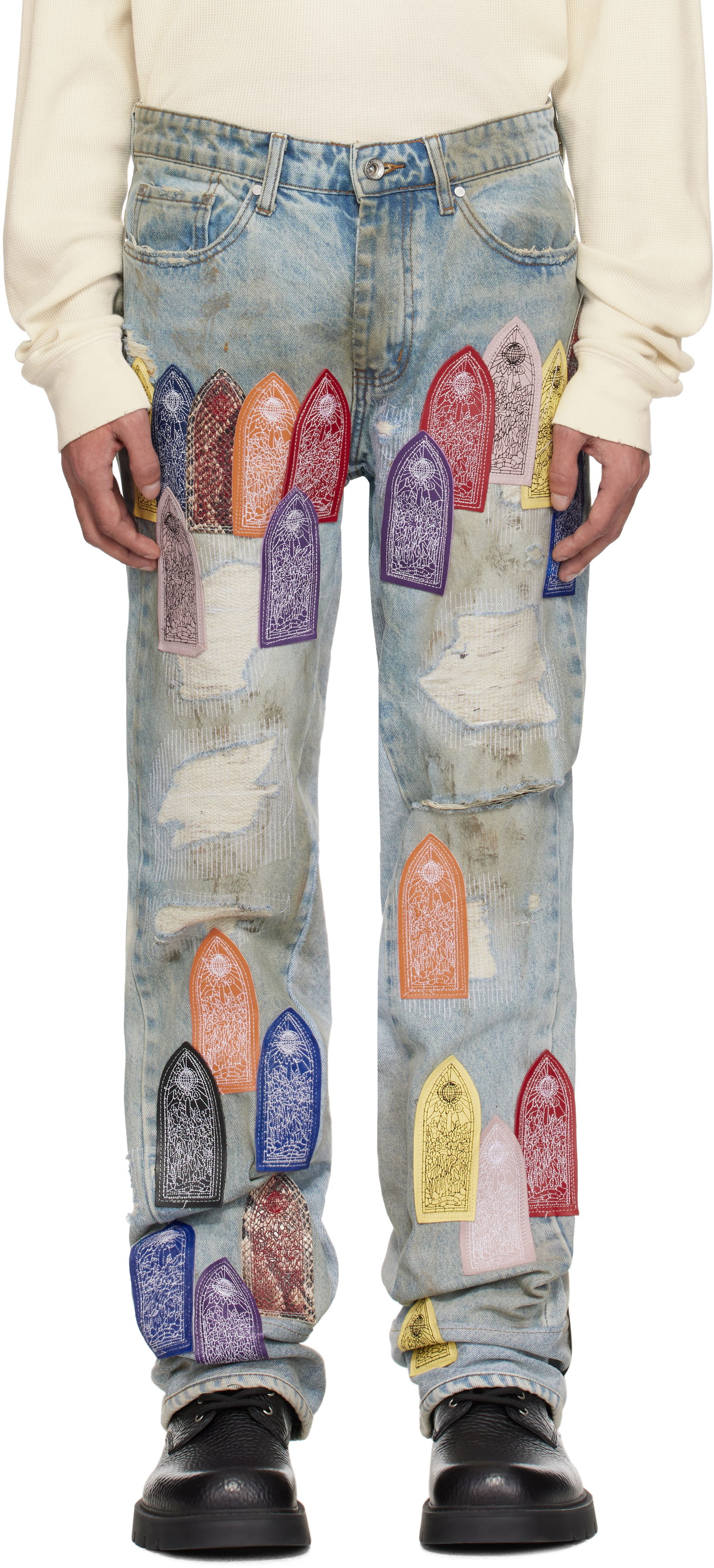 Jeans Who Decides War Who Decides War Patched Distressed Jeans Blå | 1120920030SS25, 0