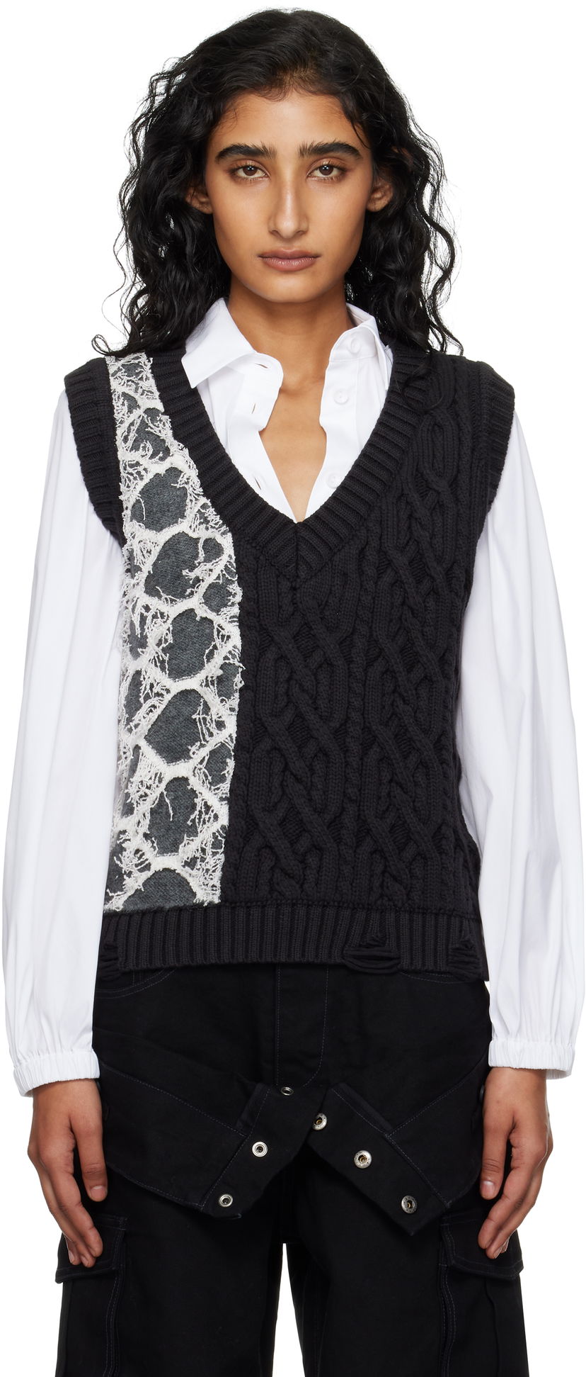 Väst Andersson Bell Andersson Bell Boucle Cable Patchwork Knit Vest Flerfärgad | atb1355w