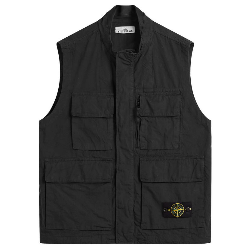 Väst Stone Island Stone Island Canvas Weave Cotton Vest, Size Large Svart | K2S15G100001-V0062