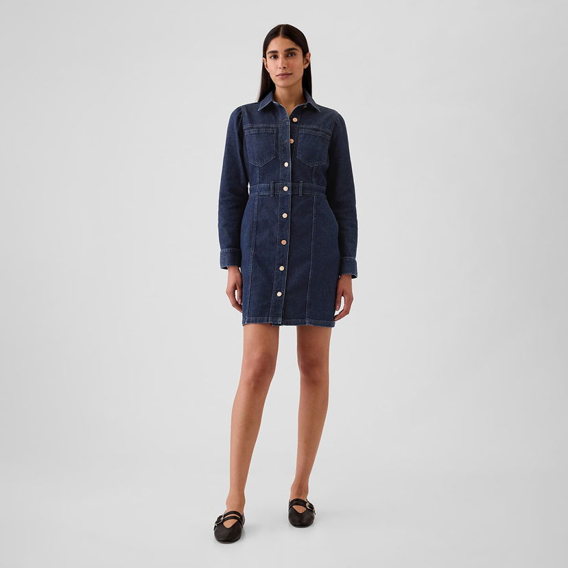 Klä GAP Dress Denim Dress Dark Wash Indigo XS Svart | 517000-00