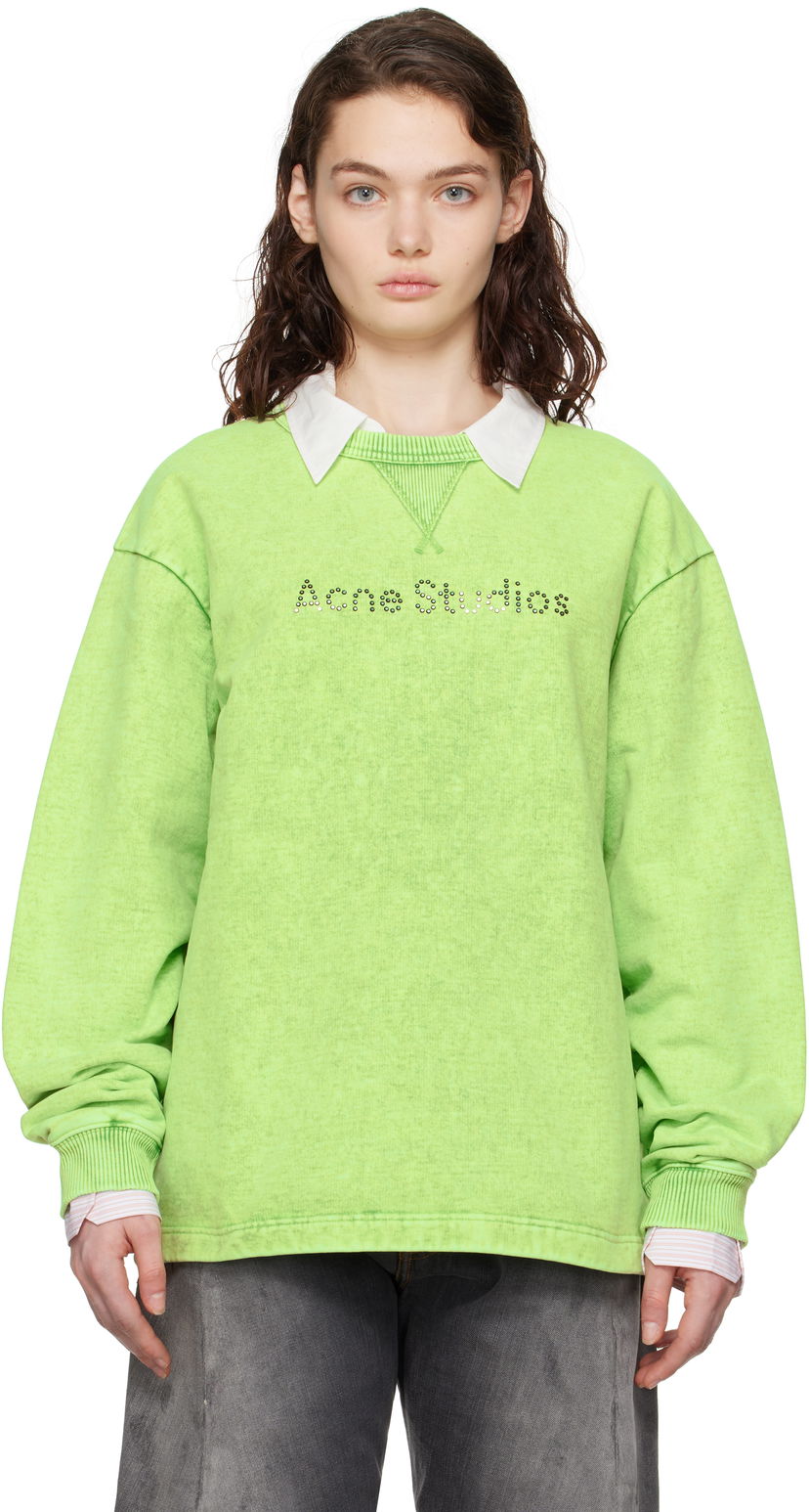 Sweater Acne Studios Acne Studios Logo Stud Sweatshirt Grön | CI0190-