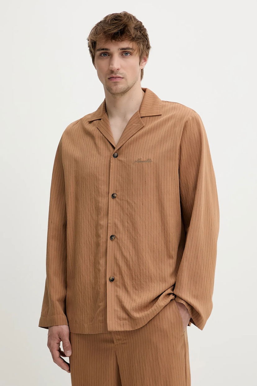 Skjorta Nanushka Nanushka SHAUN Relaxed Fit Shirt Brun | NM25SSTP11575