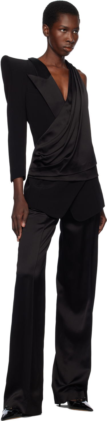 Linne Balmain Balmain Asymmetric Structured Blouse Jacket Svart | EF0AQ120MF01, 3