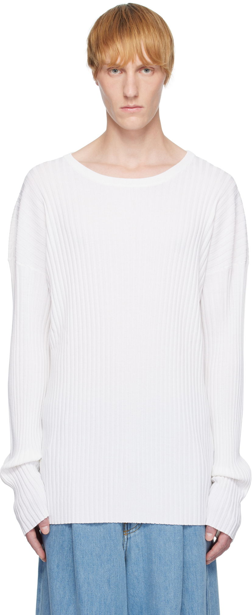 Sweater Maison Margiela MM6 Maison Margiela Rib-Knit Sweater Vit | SH2HL0020 M13125