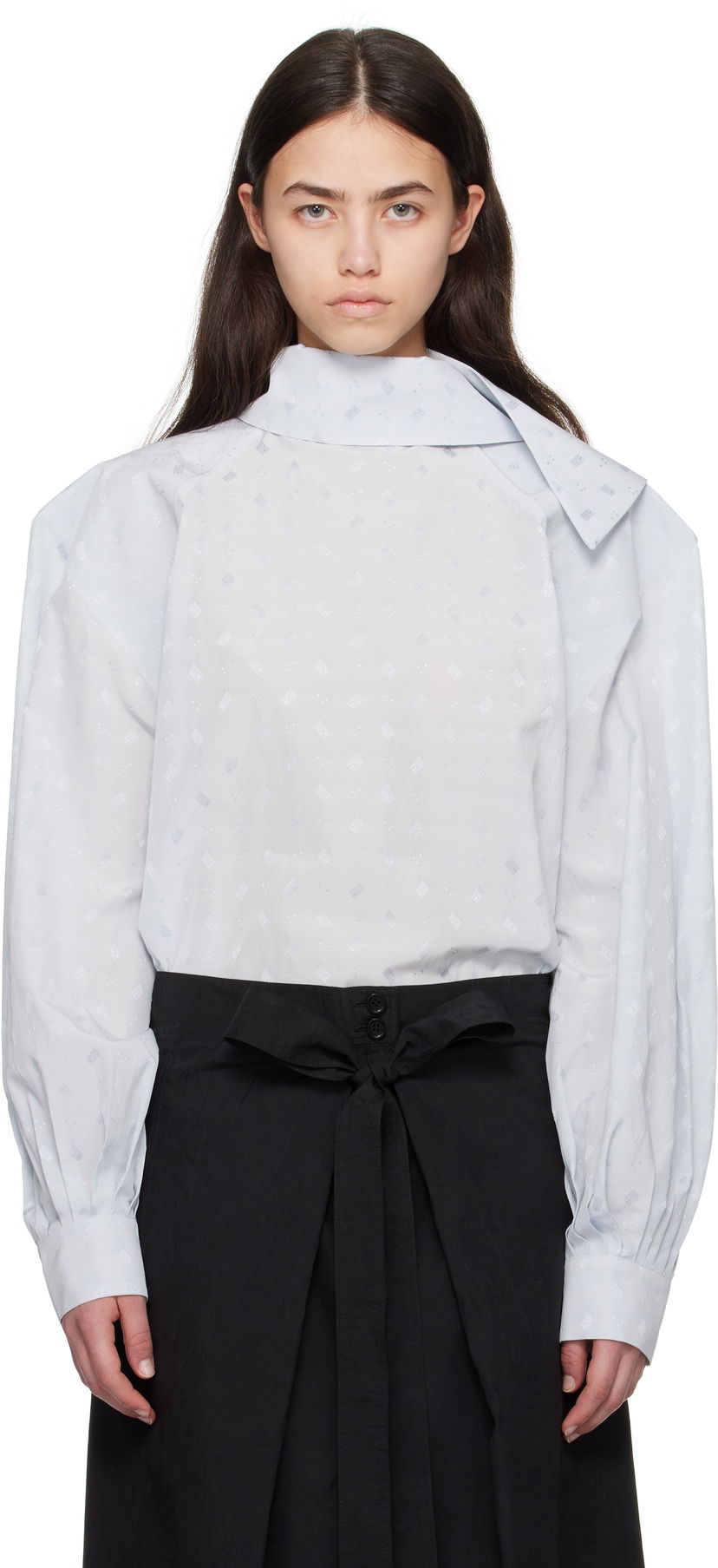Skjorta Marni Marni Viscose Jacquard Balloon Blouse Blå | TTMA0381A0 UTVA48