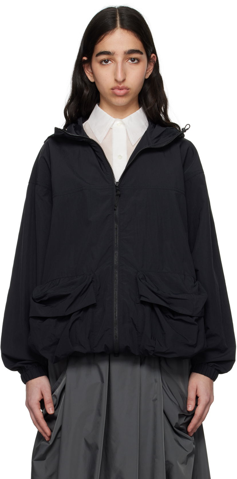 Vindjacka Snow Peak Snow Peak Nylon Tussah Hooded Jacket Svart | JK-25SU008