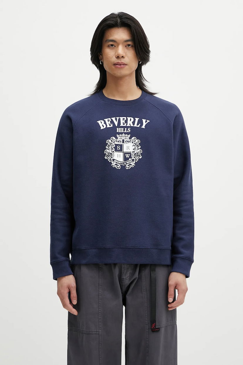 Sweatshirt Sporty & Rich Sporty & Rich BH Crest Sweatshirt Mörkblå | ST082626256BL106