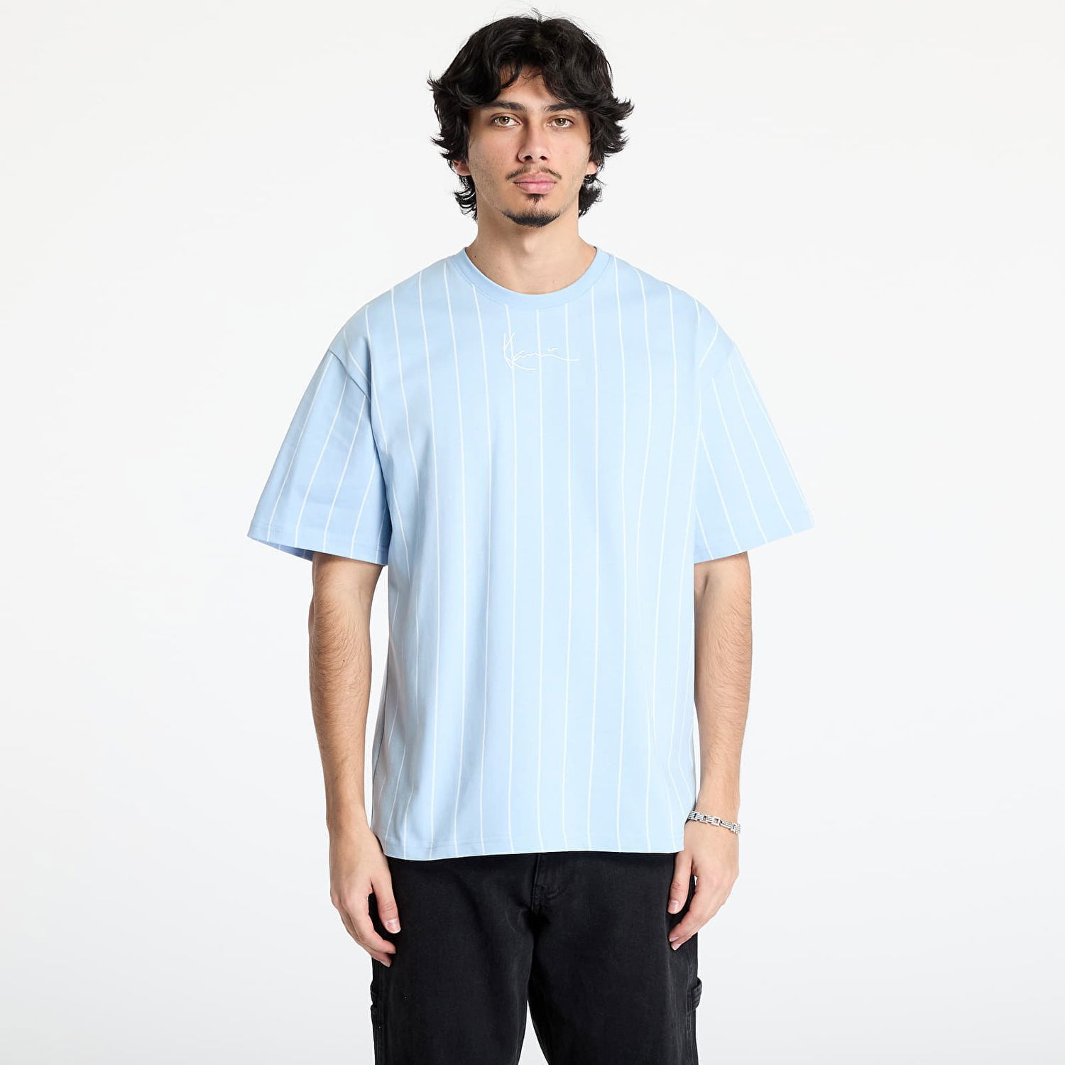 T-shirt Karl Kani Karl Kani Small Signature Pinstripe Tee Blå | 60300339, 0