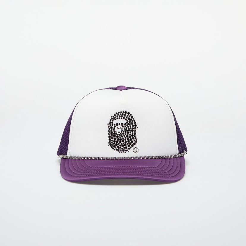 Keps BAPE SWAROVSKI x Rhinestone Ape Head Mesh Cap M Purple Purpur | 001CPK801010M PUR