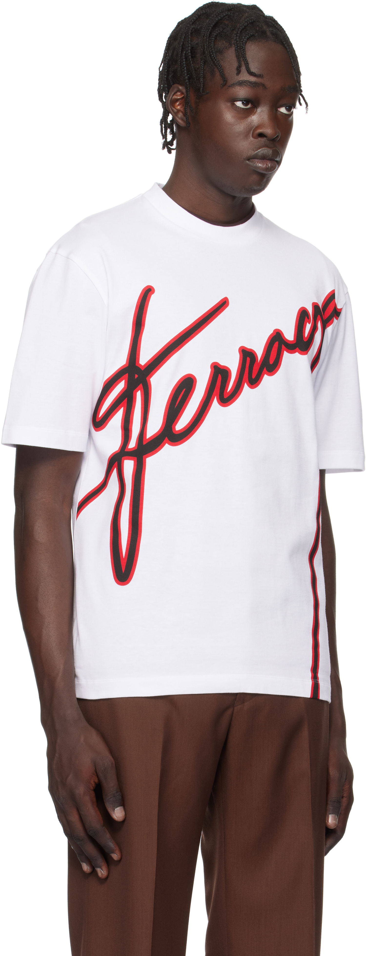 T-shirt FERRAGAMO Ferragamo Logo Print T-Shirt Vit | 781268, 1