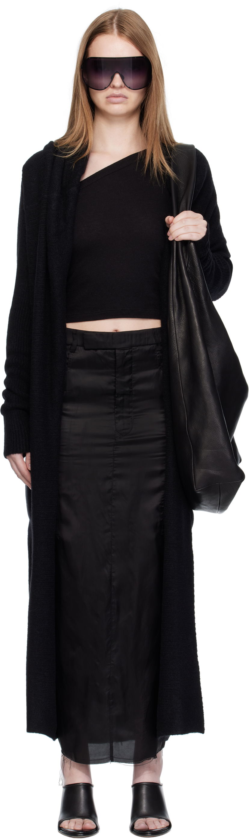 Sweater Rick Owens Rick Owens Concordians Long Cardigan Svart | RP02E4667 KWP