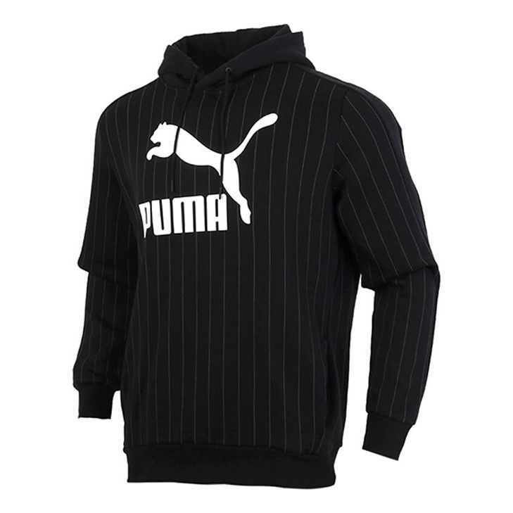 Sweatshirt Puma Pinstripe Pullover Hoodie Svart | 530179-01