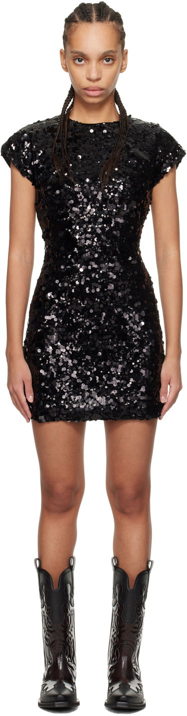 Klä GANNI GANNI Velvet Sequined Mini Dress Svart | T4045, 0
