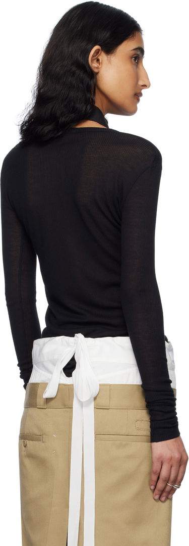 Sweater Ann Demeulemeester Ann Demeulemeester Fiene Long Sleeve T-Shirt Svart | 2510-W-JTS12-FA570-099, 2
