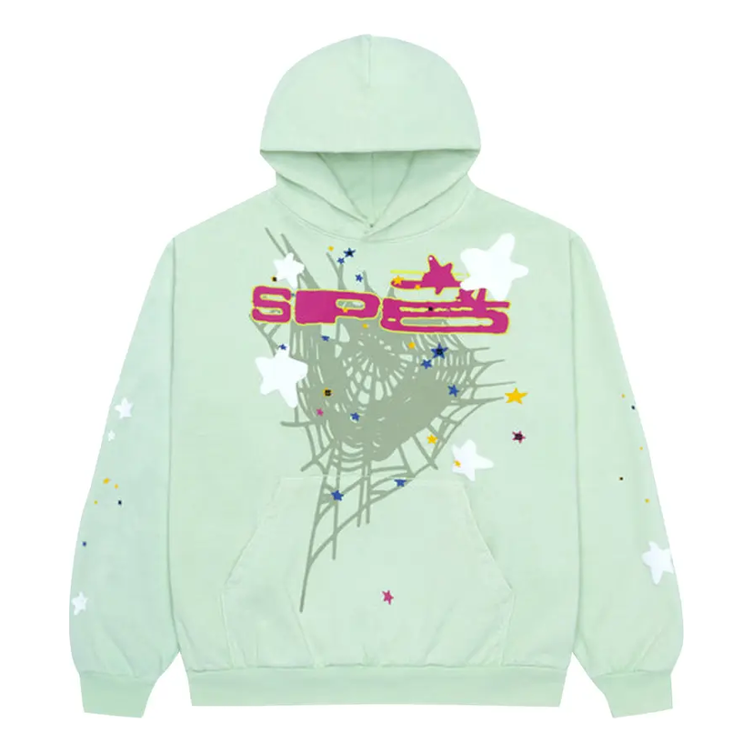 Sweatshirt Sp5der Sp5der Web Hoodie Grön | SP5-LIME-HD